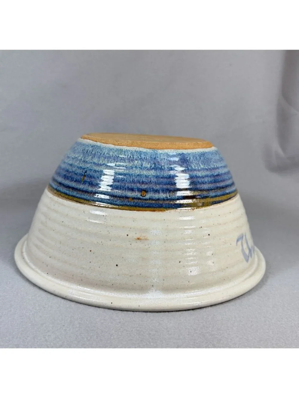 Vintage Large Studio Pottery Popcorn Bowl 11” Ceramic Old Maids Only Signed Debr